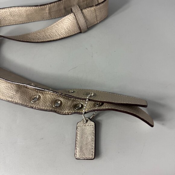 Coach Light Metallic Gray Long Wide Strap & Fob - Picture 6 of 12